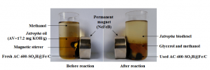 新型碳基磁性固体酸催化剂用于高酸值油脂转化合成生物柴油